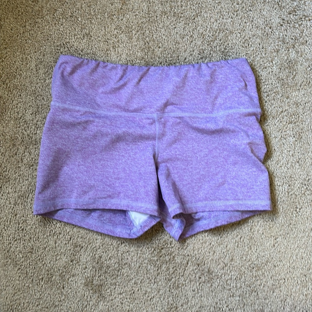 FLEO Power High Rise Athletic Shorty Shorts In Amethyst Sky Purple L